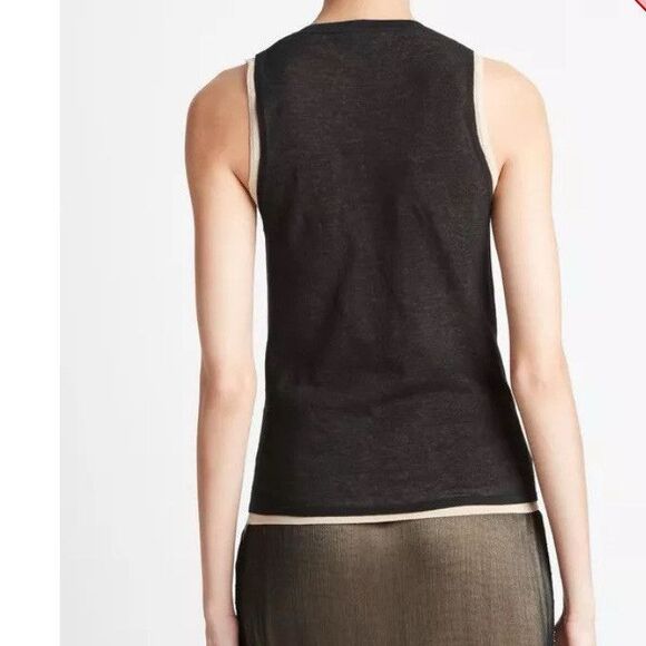 VINCE NWT Double-Layer Knit Shell Black/oat Sand Combo Size Small - Picture 6 of 6